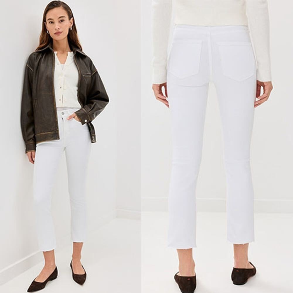 NWT Veronica Beard Carly Kick Flare Raw Hem High Rise Skinny Jeans White Size:25